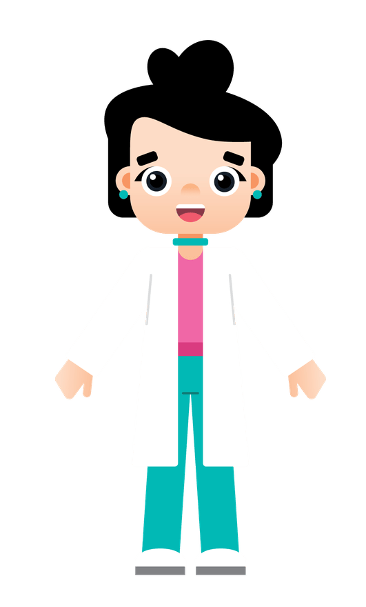 Dr. Sarah, a friendly dentist character